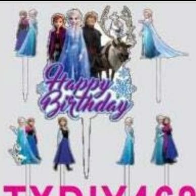 Cake Toper Acrylic Hiasan Kue Topper Kue Ulang Tahun Frozen Set 7 Pcs