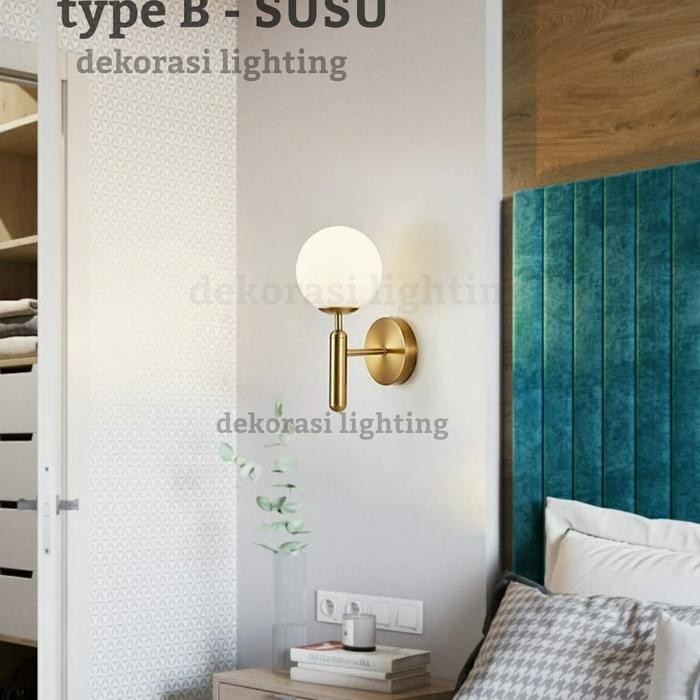 lampu dinding gold kaca modern minimalis