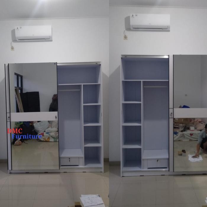 Lemari Baju 2Pintu Sliding Lemari Pakaian Geser Besar LP CROWN