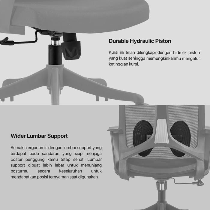 WorkStation by TRENDI Kursi Kantor Kerja Ergonomis FOA99 Working Chair - Black