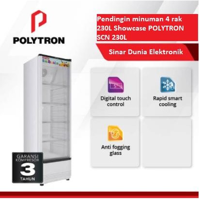 Pendingin minuman 4 rak 230 Liter Showcase POLYTRON SCN 230L