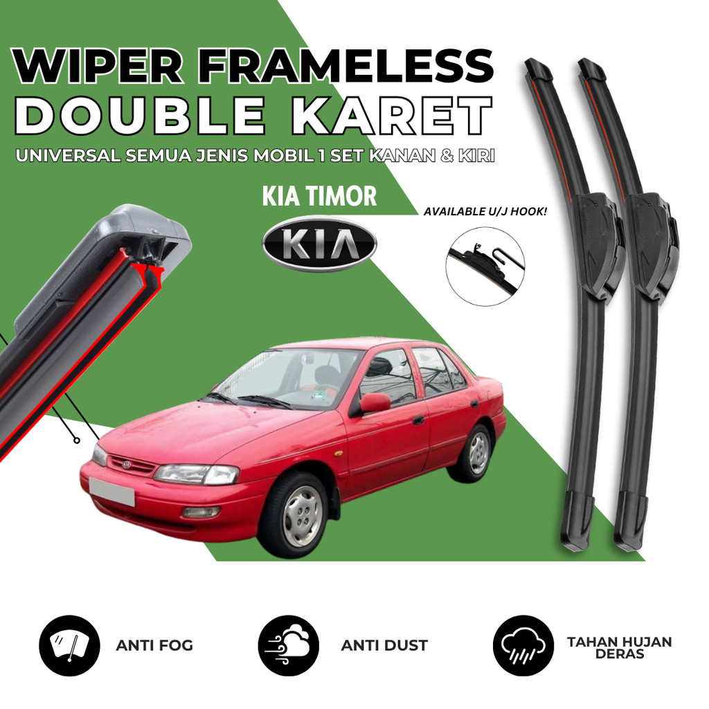 Wiper Dual Karet Mobil KIA Timor Kaca Depan Mobil Satu Set Kiri Kanan