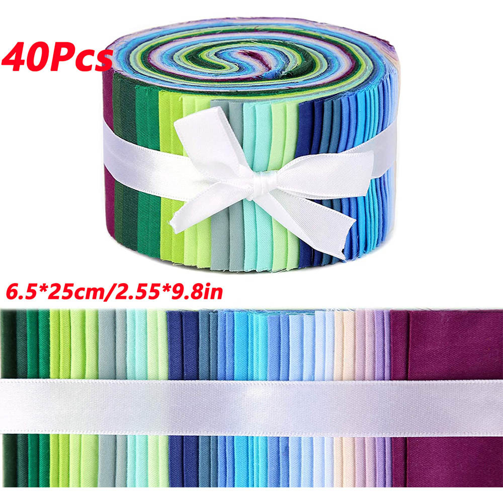40Pcs Cotton Jelly Roll Up Cotton Fabric Quilting Strips  Patchwork Craft Cotton Quilting Fabric for