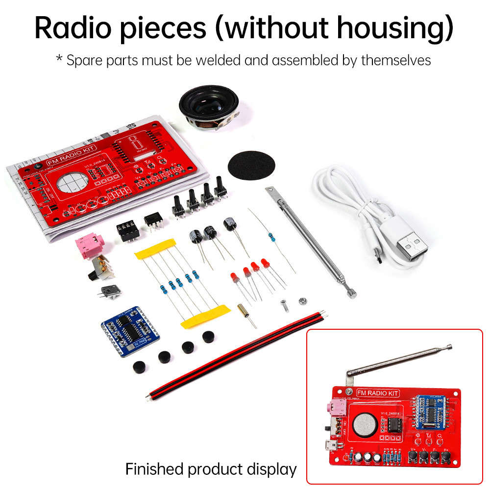 Terbaik RDA5807 Simple DIY kit FM Radio 87-108MHZ Welding Practice Parts  Micro-USB Automatic Search