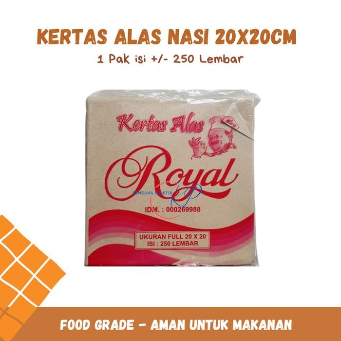 Kertas Alas Nasi Box Makanan Cokelat 20x20 isi 250 Lembar l Kertas Nasi Dus Kotak