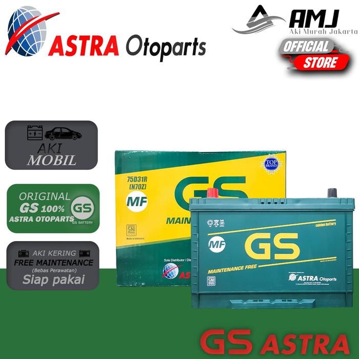 GS MF Astra Aki Mobil Mitsubishi Colt L300 N70Z / 75D31R - 75Ah Aki Kering