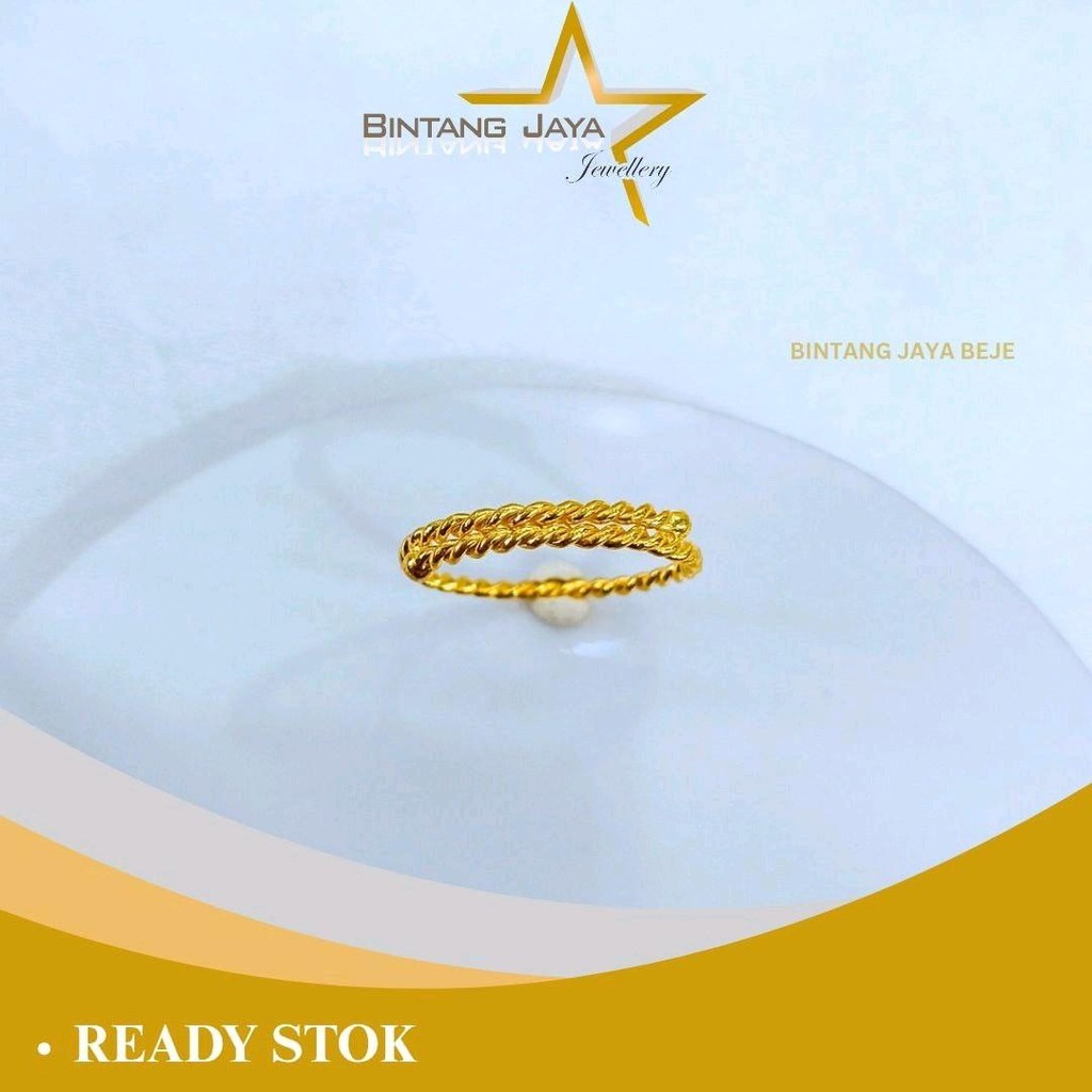 Cincin Emas LM99 Selisih Lilit Ikat (LM99) 2gr Size 20 - Unik & Trendy Pas Buat Gaya Kekinian Segera