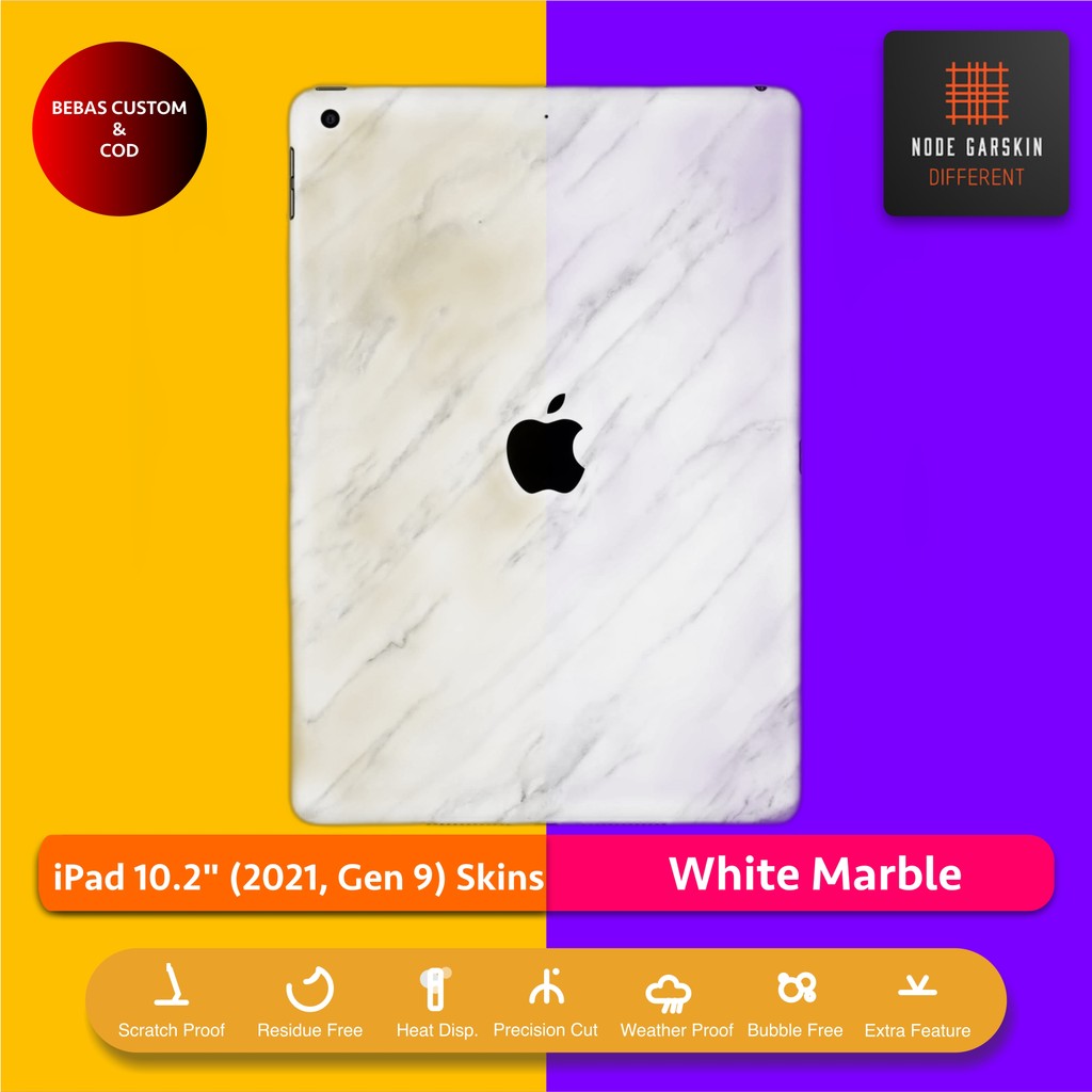 Garskin Skin iPad 10.2 2021 Gen 9 White Marble Fullbody / Backonly | Anti Lecet | Case | Vinyl