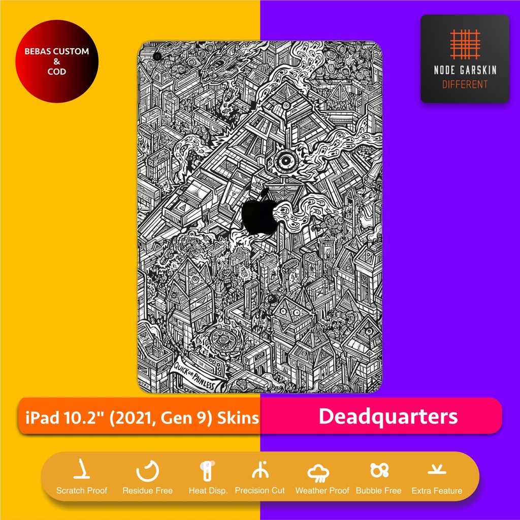 Garskin Skin iPad 10.2 2021 Gen 9 Deadquarters Fullbody / Backonly | Anti Lecet | Case | Vinyl