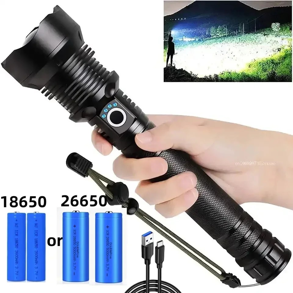 USB Powerful xhp70.2 Flashlight Torch Super Bright Rechargeable Zoom LED Tactical Torch xhp70 18650