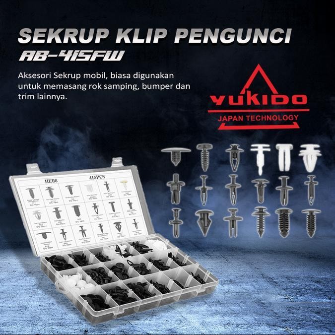 [Yukido] 415PcsKlip Bumper Mobil Baut Rivet Mobil Baut Rivet Baut Rivet Mobil Rivet Screw Bamol Baut