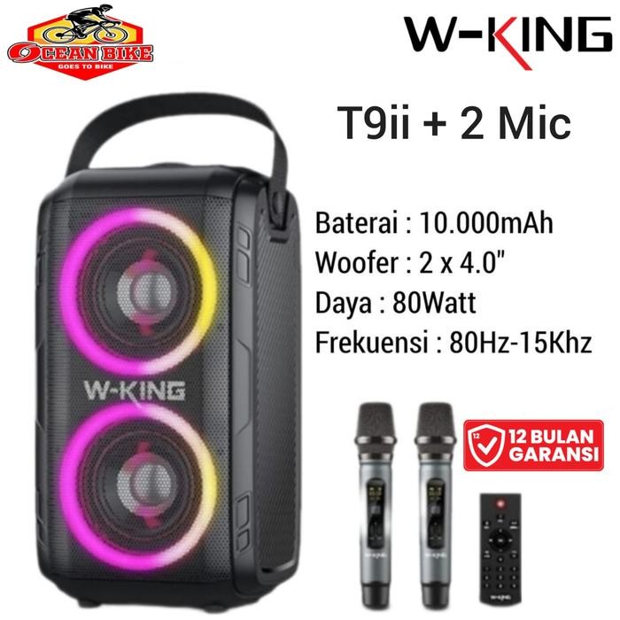 WKING T9ii Speaker Bluetooth Karaoke 2 Mic Wireless Party Box Portable