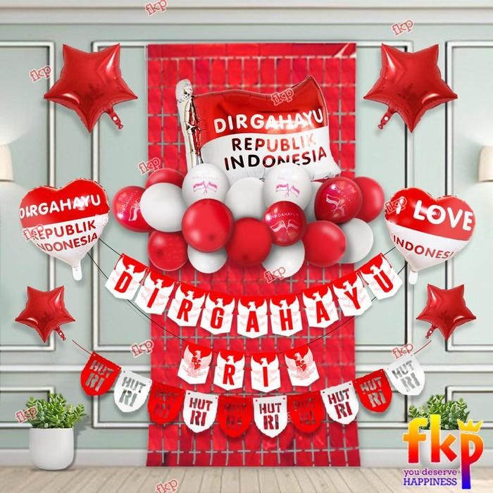 FUN KIDS PARTY SET DEKORASI C BALON DIRGAHAYU RI / BALON HUT RI / DEKORASI 17AN AGUSTUSAN / HIASAN