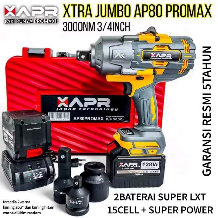 BERKUALITAS Apr RAJA impact wrench xtra jumbo 3/4inch type AP80 promax 3000NMgaransiresmi,AP80PROMAX