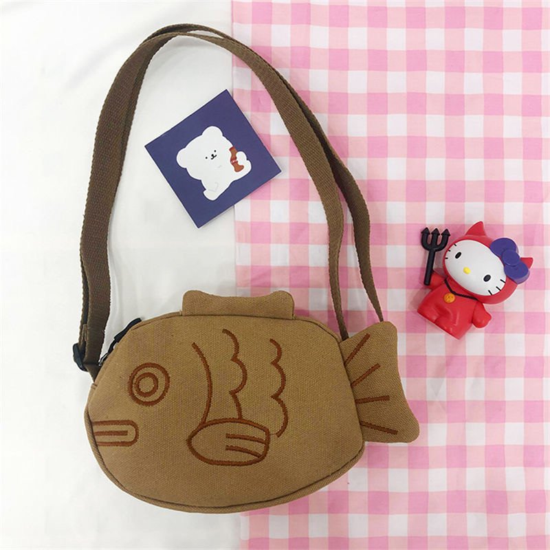 Cartoon Cute Japanese Taiyaki Fashion Backpack Women's Bag Messenger Bag Shoulder Bags Coin Purse Wo