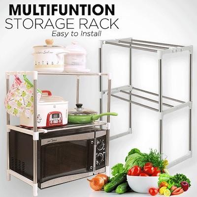 HariPromo- Microwave Stand/ Rak Panci Dapur Stainless Plastik