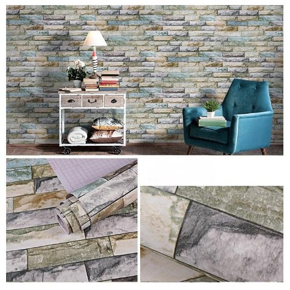 ASLI Wpaper Sticker Dinding Batu Alam Biru - 45cmX 10 m Walpaper Dinding READY STOCK