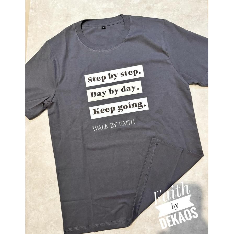 DEKAOSSHOP kaos rohani kristen katolik pria wanita anak terbaru baju katun rohani walk by faith 2948