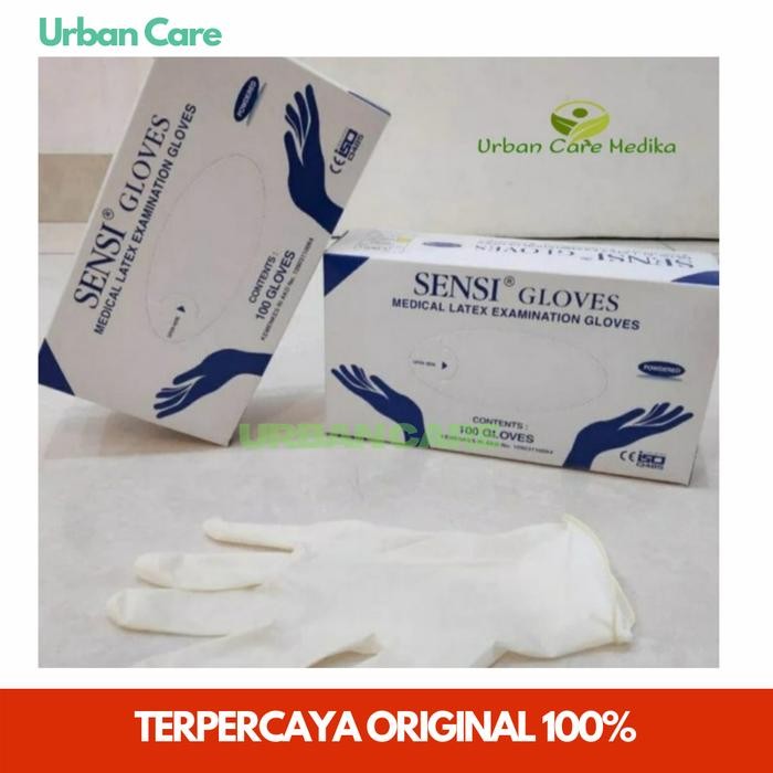 KJB SENSI GLOVES LATEX ISI 100's SIZE S-M-L HANDSCHOON NON STERIL