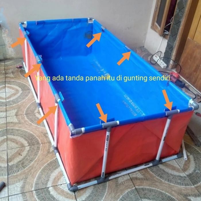 v0w1- Terpal Kolam Ikan Type A12 Ukuran 150X60X50 Model Slot Pipa Ukuran 1In