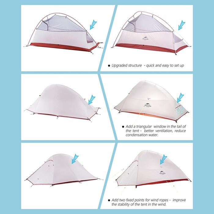 Sport13- Tenda Camping 20D Naturehike Tent Cloud Up 2 2018 Nh17T001-T