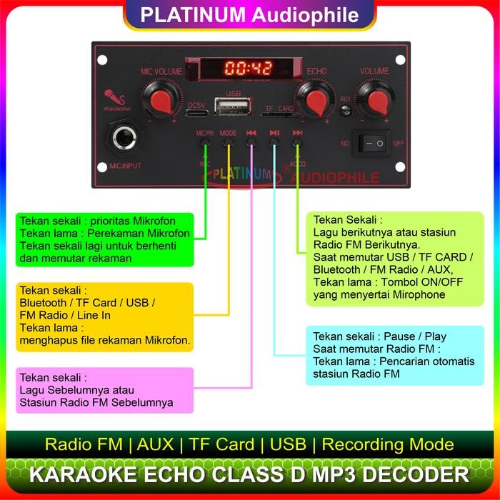 imjf- Modul Mp3 Decoder Bluetooth Karaoke Amplifier 2X 10W Multimedia Trolley Speaker