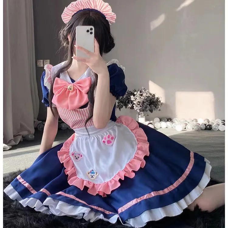 Cute Maid Dress Plus-Size Maid Dress Two Yuan Lolita Cosplay Costume Sexy Stage Set Black Lolita