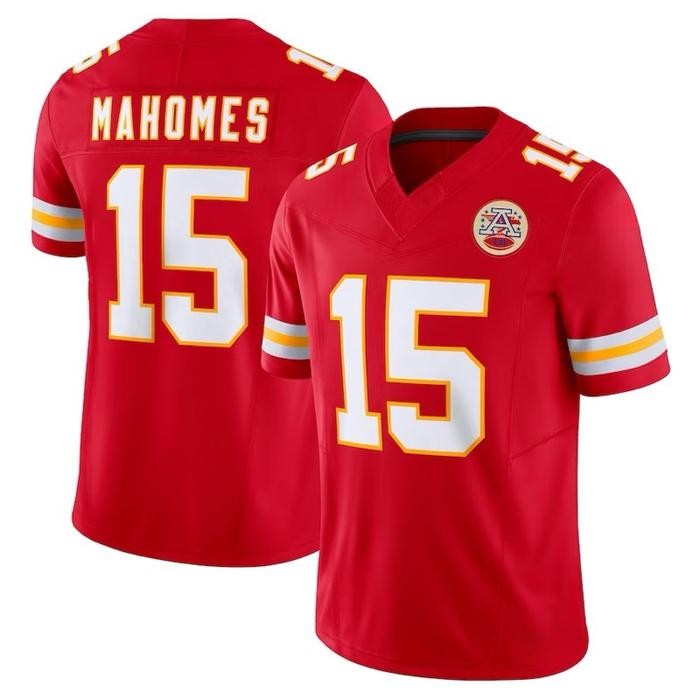 JERSEY BAJU RUGBY AMERICAN FOOTBALL KANSAS CITY CHIEFS 15 PATRICK MAHOMES MERAH