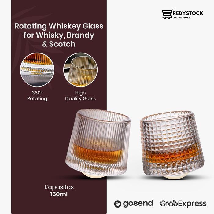 Gelas kaca whisky rotating whiskey scotch brandy crystal glass