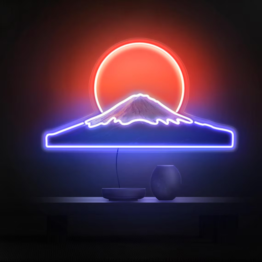 Fuji Neon Sign, Mountain Neon Sign, Japanese Neon Sign, Sunset Neon Sign, Landscape Neon Sign, Fuji