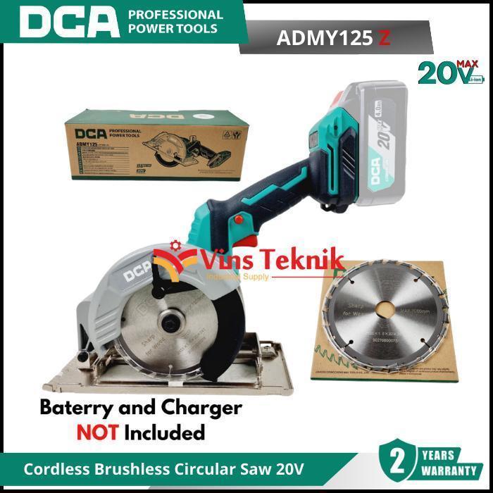 DCA ADMY125 Z Mesin Gergaji Kayu Baterai Cordless Brushless Circular Saw 20V ADMY125Z