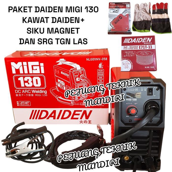 DAIDEN MIGi 130 TRAVO LAS MIG 130 GASLESS BONUS KAWAT LAS FLUX CORE - KWAT LAS DAIDEN