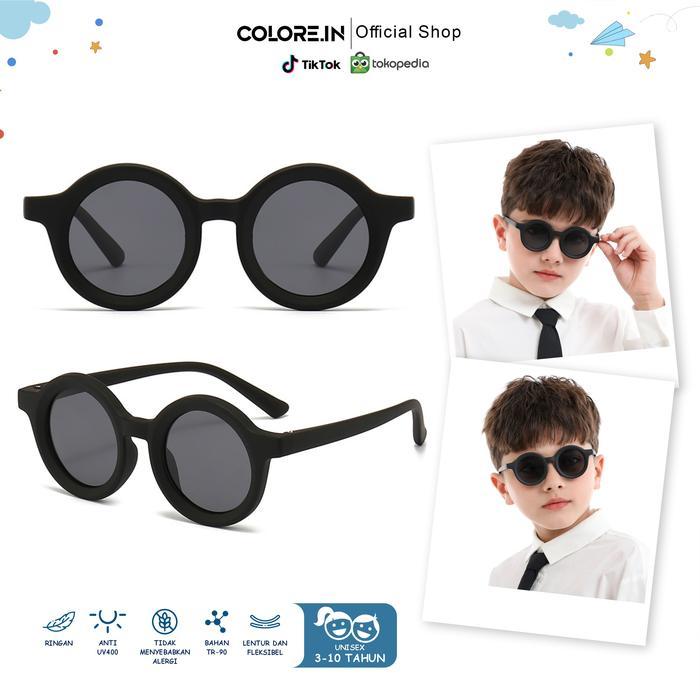 Colore.In Kacamata Hitam Anak Sunglasses Bulat Polarized Tr-90 Frame Plastik Tpe Lensa Polarized