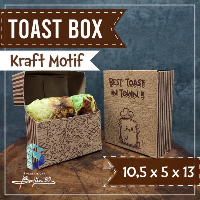 Toast Box Motif Isi 50 Pcs - Toast Tray - Dus Roti Bakar - Box Roti Toast Kemasan Roti Bakar Bahan