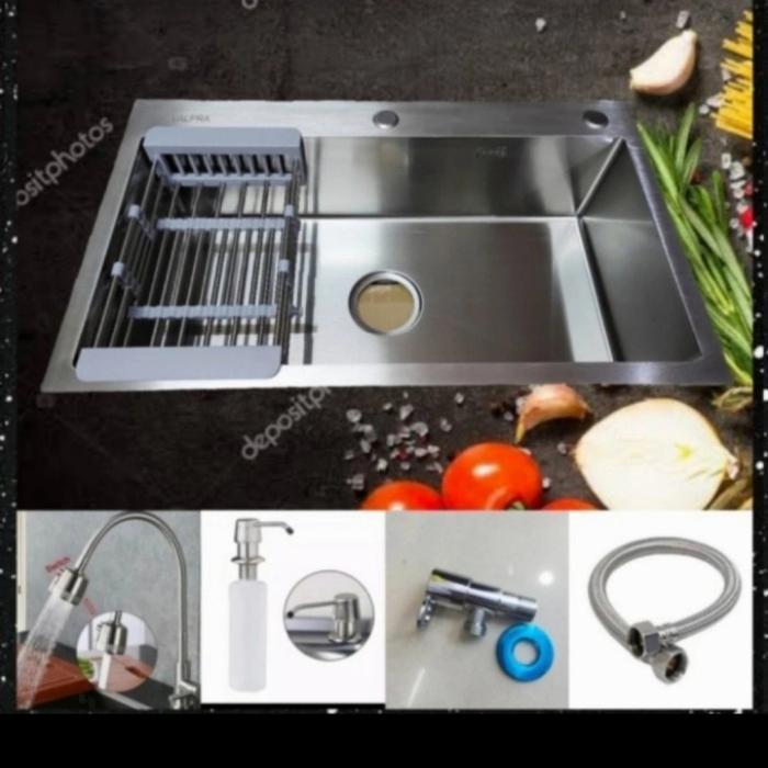 Kitchen sink minimalis 1 lubang besar 8050 stainless / sink 8050