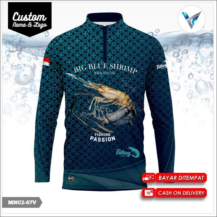 Baju Jersey Mancing Udang Capit Biru Udang Galah / Kaos Fishing / Baju Fishing Mania / Mancing Club