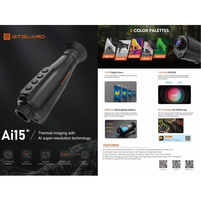 Premium Gtmedia Hawkeye Ai15 Thermal Imaging Monocular Teropong Malam Original