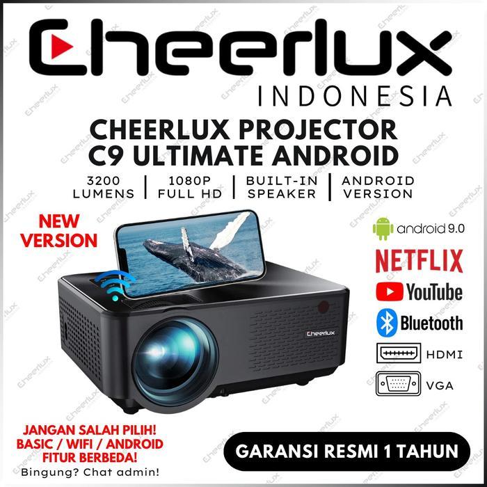 Proyektor CHEERLUX C9 Android Support Youtube | C9 Wifi Mirroring | C9 Basic - 3200 Lumens 1080P Ful