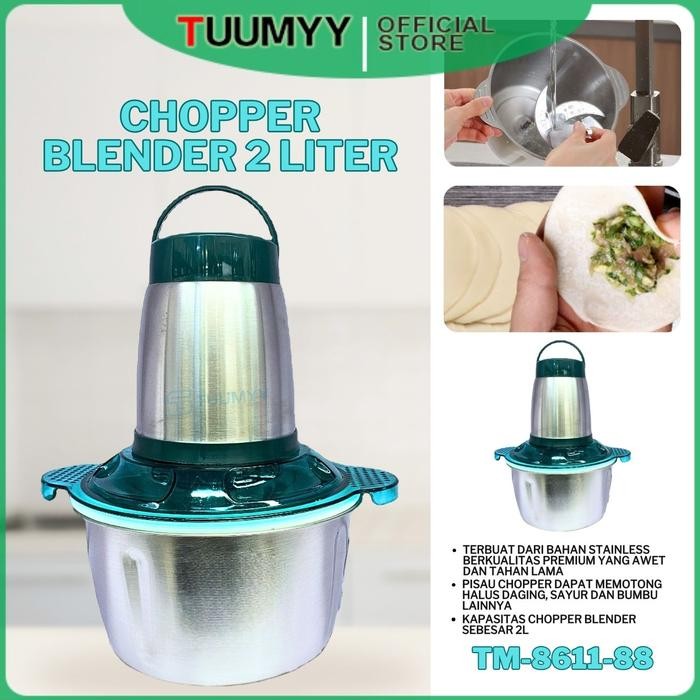 New [COD] SATUAN ECER BLENDER CHOPPER TUUMYY STAINLESS MULTIFUNGSI 2L TM-8611