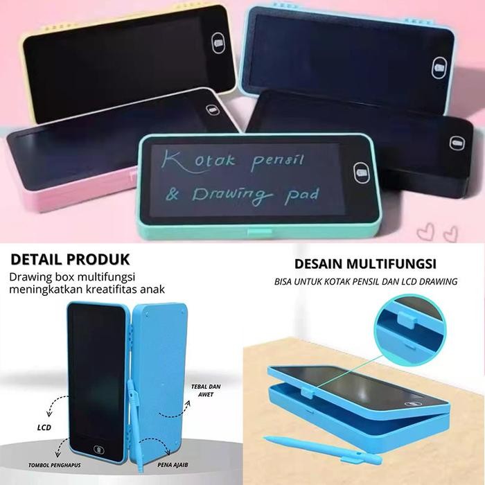 

Kotak Pensil dengan Papan Tulis Digital Interaktif / Drawing Box Kotak Pensil Multifungsi 2 in 1,
