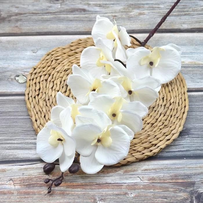 Bunga Anggrek Artificial Silk Import-White