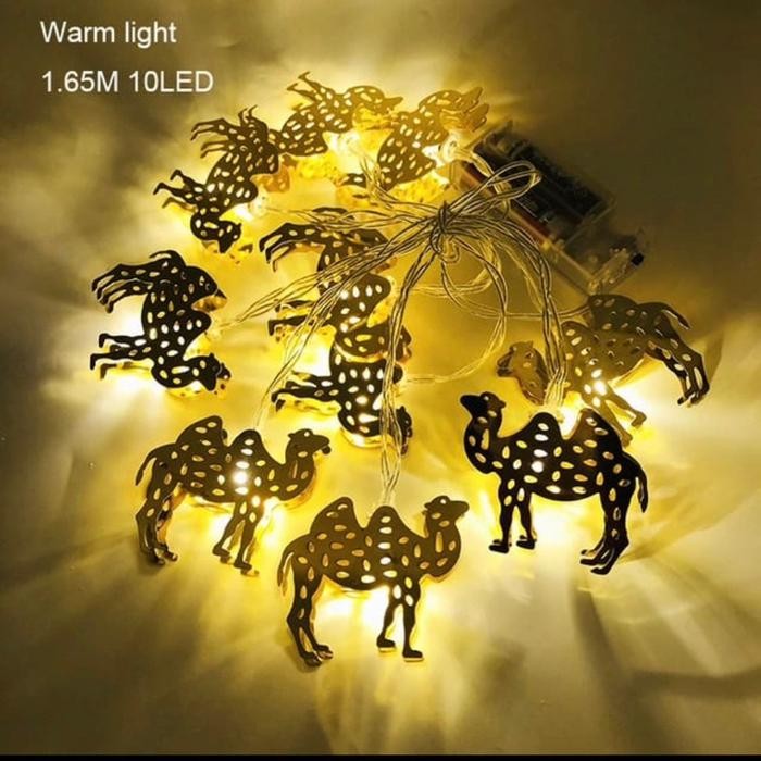 LAMPU MASJID UNTA KETUPAT BULAN BINTANG SABIT LEBARAN WARM WHITE BATERAI KUBAH EID MUBARAK IDUL