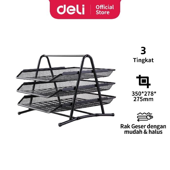 

DELI RAK PENGATUR DOKUMEN FILE DOCUMENT TRAY 3 TIER MESH 350 278 275MM 1290 GRAM E9181 PENYIMPANAN