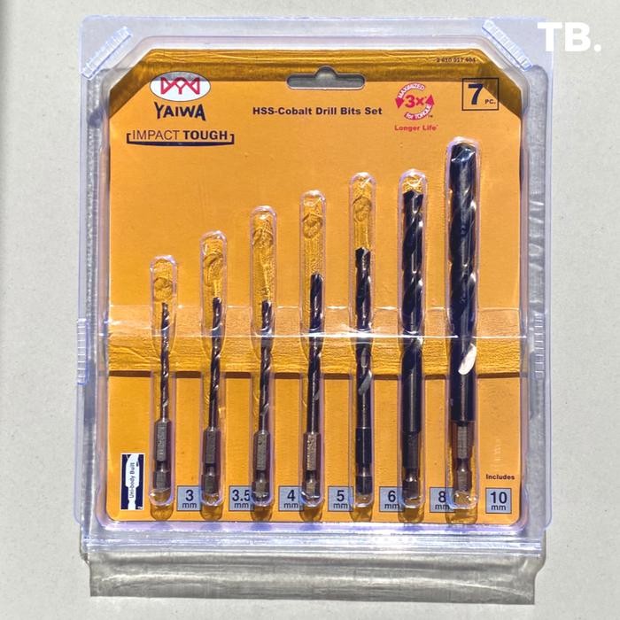 Yaiwa Hss-Cobalt Drill Bits Set / Mata Bor Cobalt 7 Pieces Hex-Shank