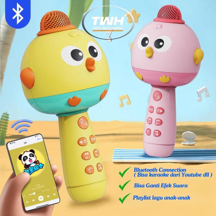 Mic Karaoke Anak Bluetooth Canggih Model Terbaru Chicken Version Bisa Konek Bluetooh & Ganti Sound
