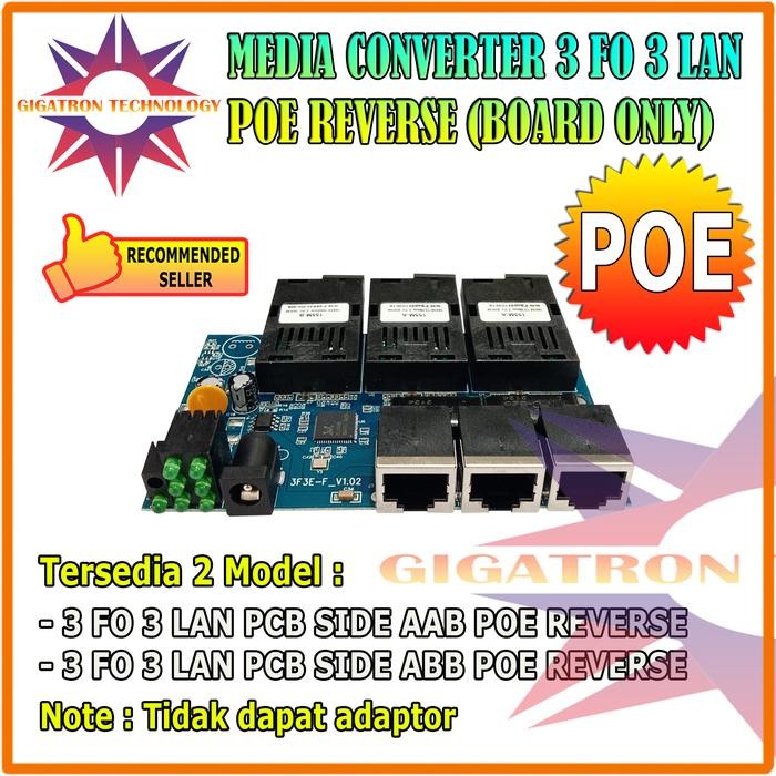 Pilihan- Media Converter 3 Port Fo 3 Port Lan Pcb Poe / Switch Fiber Optic 3 Fo 3 Lan Poe Board
