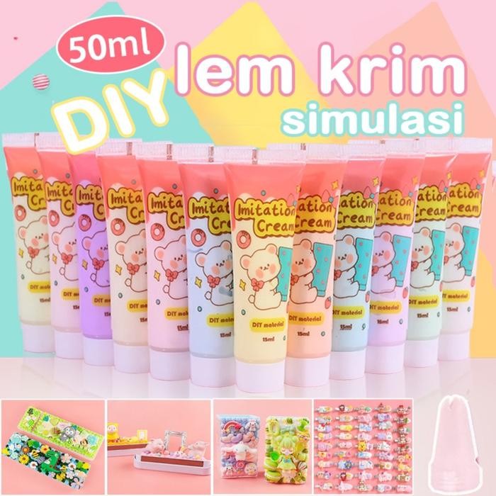 

New 50ml DIY Deco Cream Set Deco Cream 1 Set Lem Krim Simulasi Lem Krim DIY Deco Cream Clay Cream