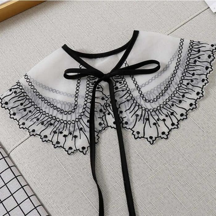 SALE KERAH BAJU PALSU WANITA / FAKE COLLAR KOREAN STYLE / AKSESORIS PAKAIAN / SULAMAN KAIN ORGANZA