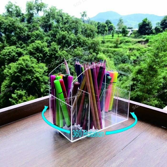 

Pencil Case Acrylic 360 Derajat Rotasi Storage Organizer