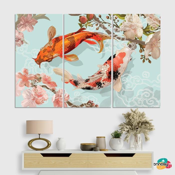Pilihan- Tennesy Hiasan Dinding 1 Set Ikan Koi 15X30Cm Isi 3 Bingkai Foto Wall Decor Pajangan
